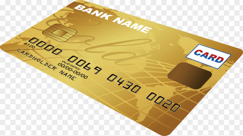 Golden Bank Card Element Credit ATM PNG