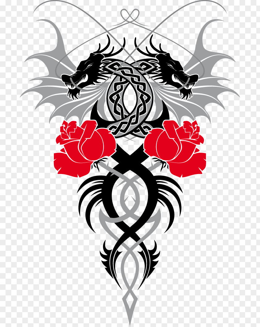 Dragon Chinese Rose PNG