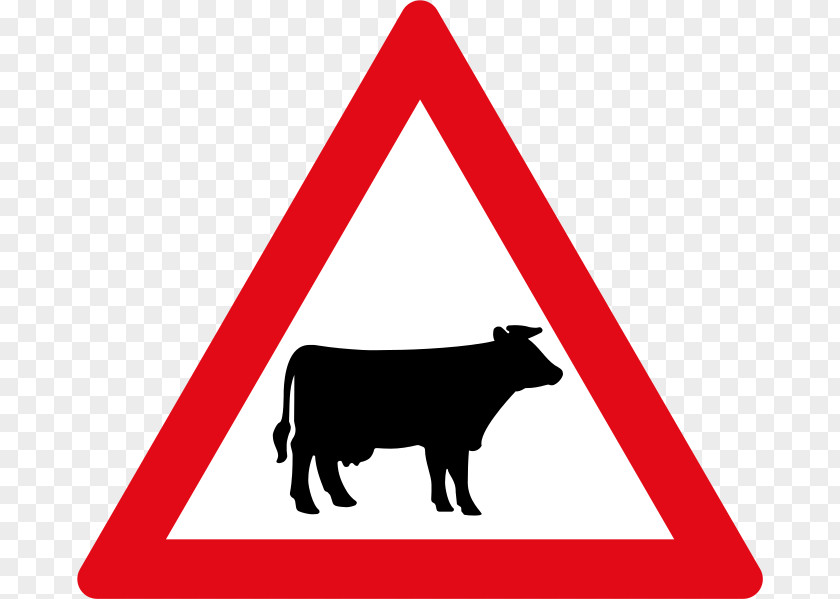 Road Cattle Traffic Sign Warning Vector Graphics PNG