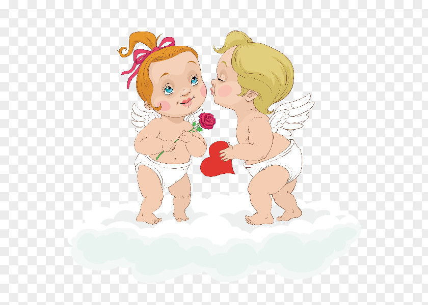 Valentine's Day Cupid Angel Heart Clip Art PNG