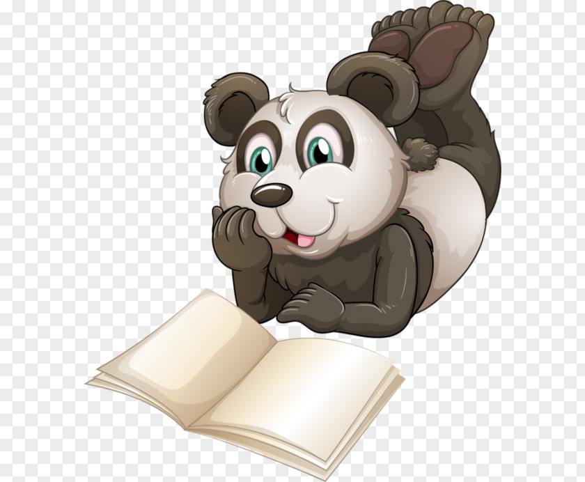 Cartoon Book Bear Giant Panda Reading Clip Art PNG