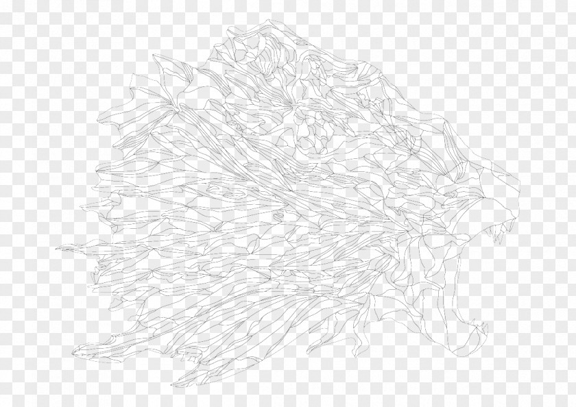 Lionhead Line Art FIG. White Tree Black Sketch PNG