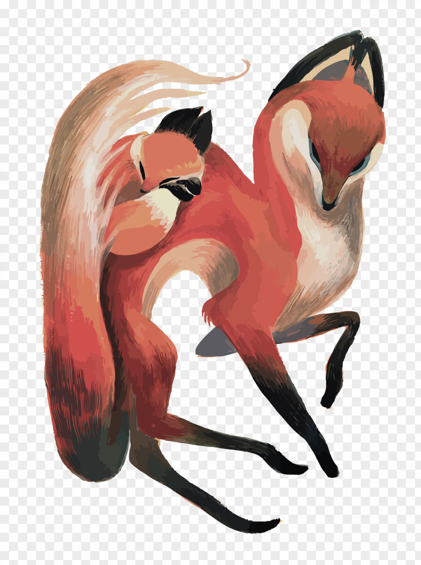 Vector Fox And Baby Euclidean PNG