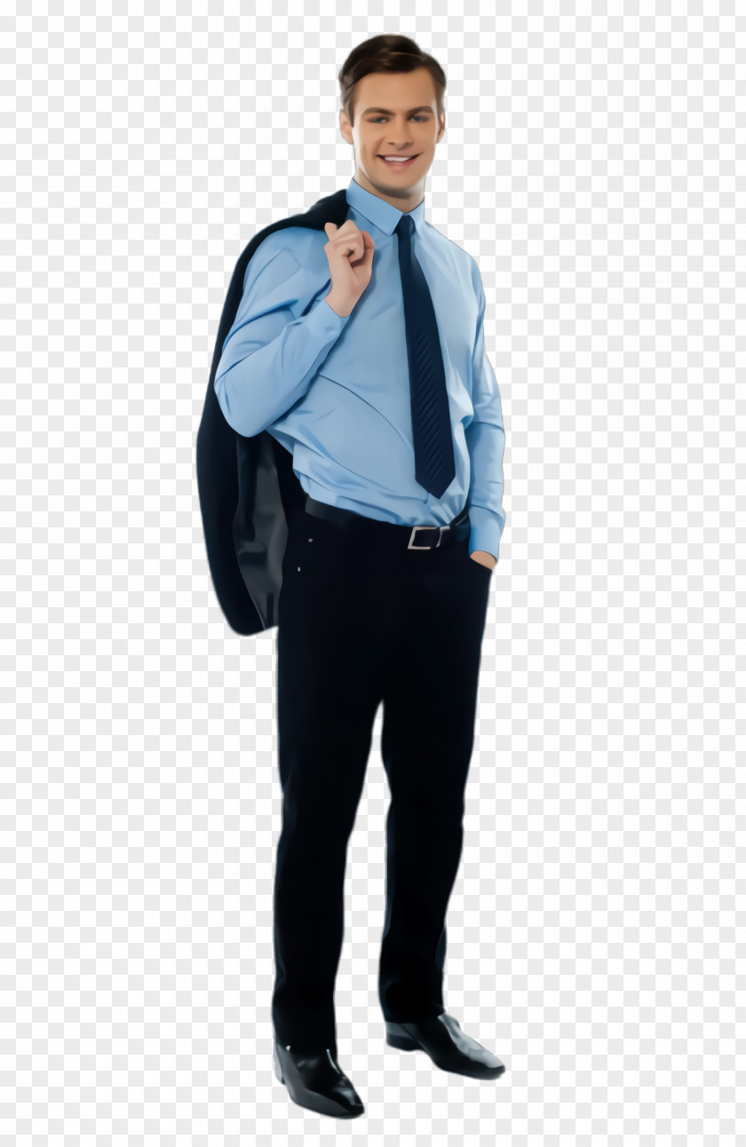 Blazer Shoulder Suit Clothing Standing Blue Formal Wear PNG