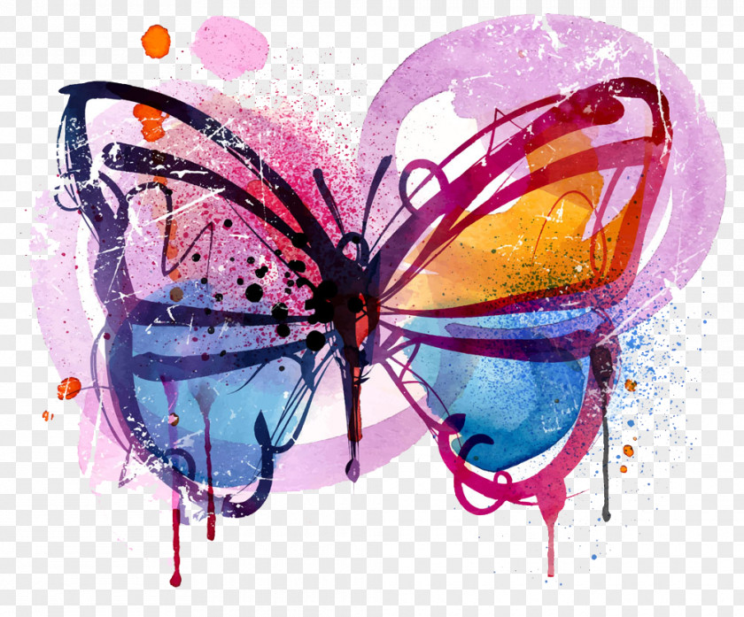Drawing Ink Butterfly Paint 1080p High-definition Television PNG