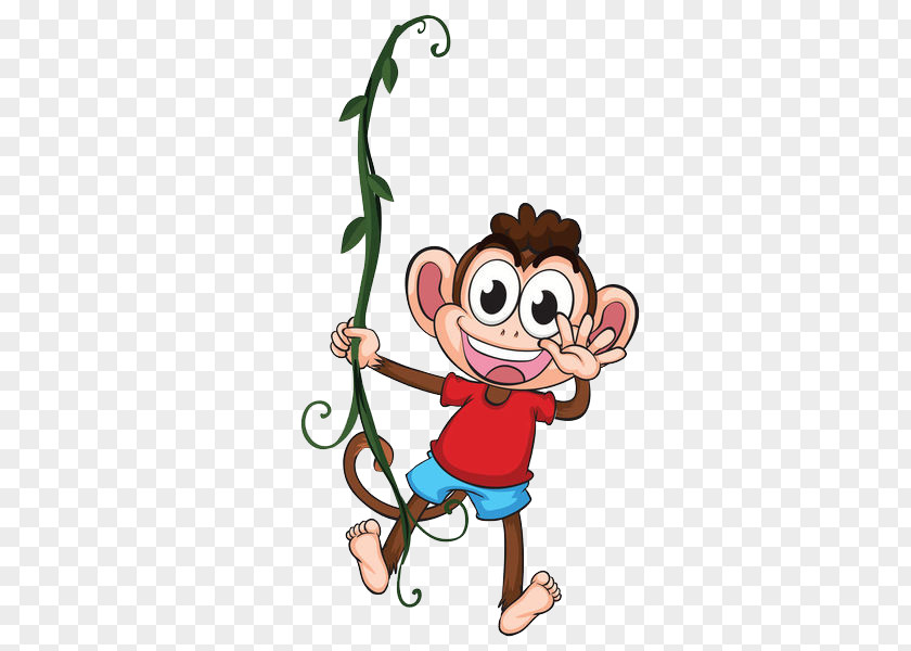 The Monkey Holding Cane Chimpanzee Cartoon Illustration PNG