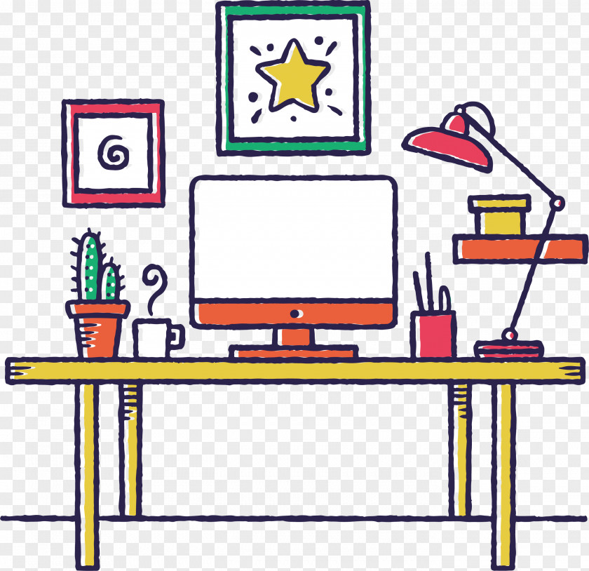 Cartoon Office Design PNG