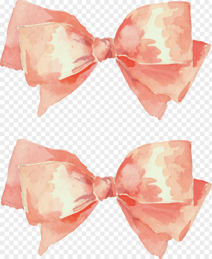 Hand Painted Pink Bow Watercolor Painting Illustration PNG