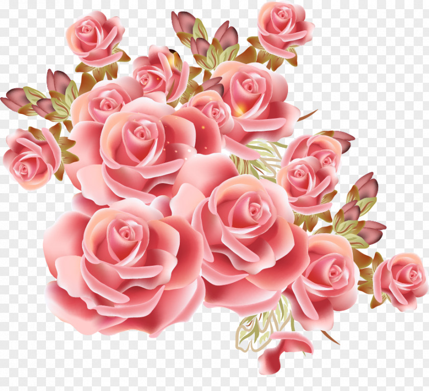 Pink Watercolor Flower Garden Roses Desktop Wallpaper PNG