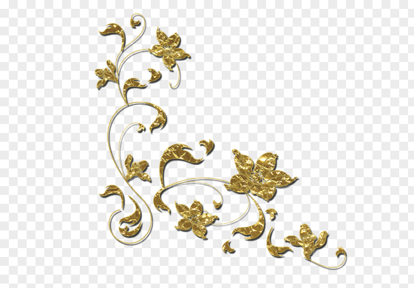 Gold Corner Flower Clip Art PNG