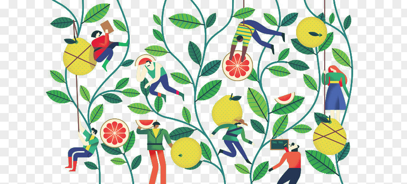 Lemon And People Illustration Floral Design Illustrator PNG