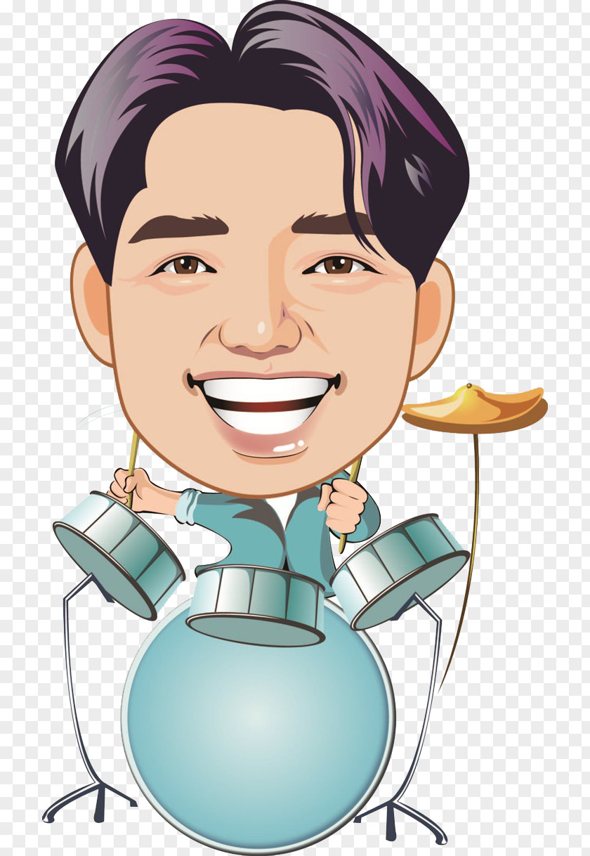 Man Playing Drums Cartoon PNG