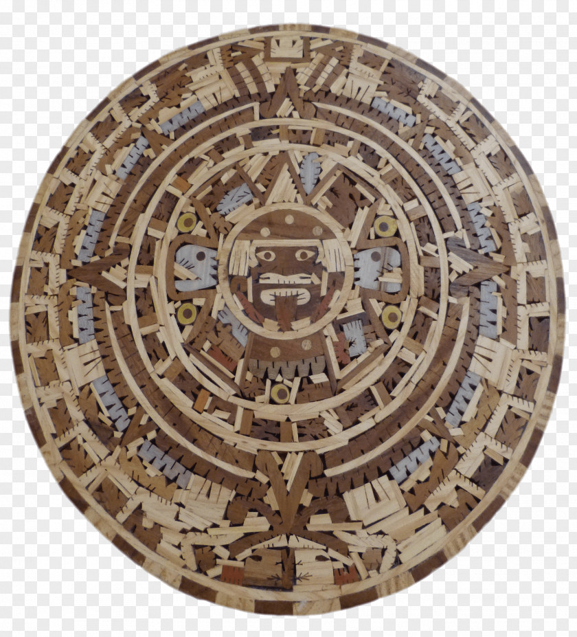 Wood Aztec Calendar Stone Furniture Sculpture Table PNG