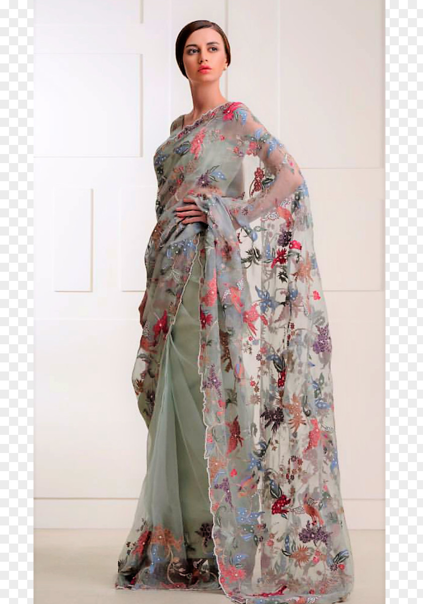 Blush Floral Sari Dress Clothing Fashion Choli PNG