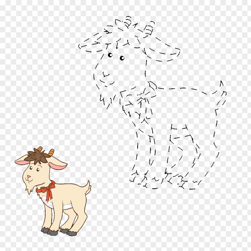 Bow Tie Sheep And Goat Numbers Cartoon Illustration PNG