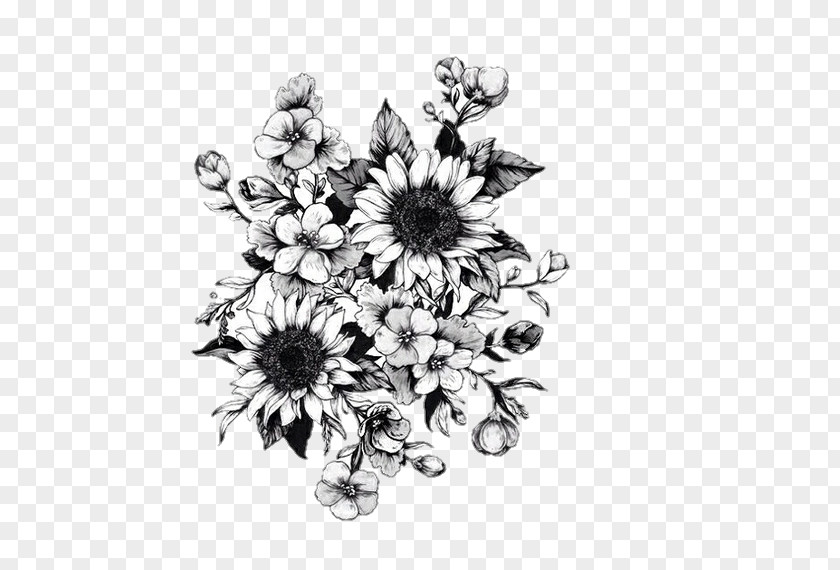Style Sunflower Bouquet Of Flowers Drawing PNG