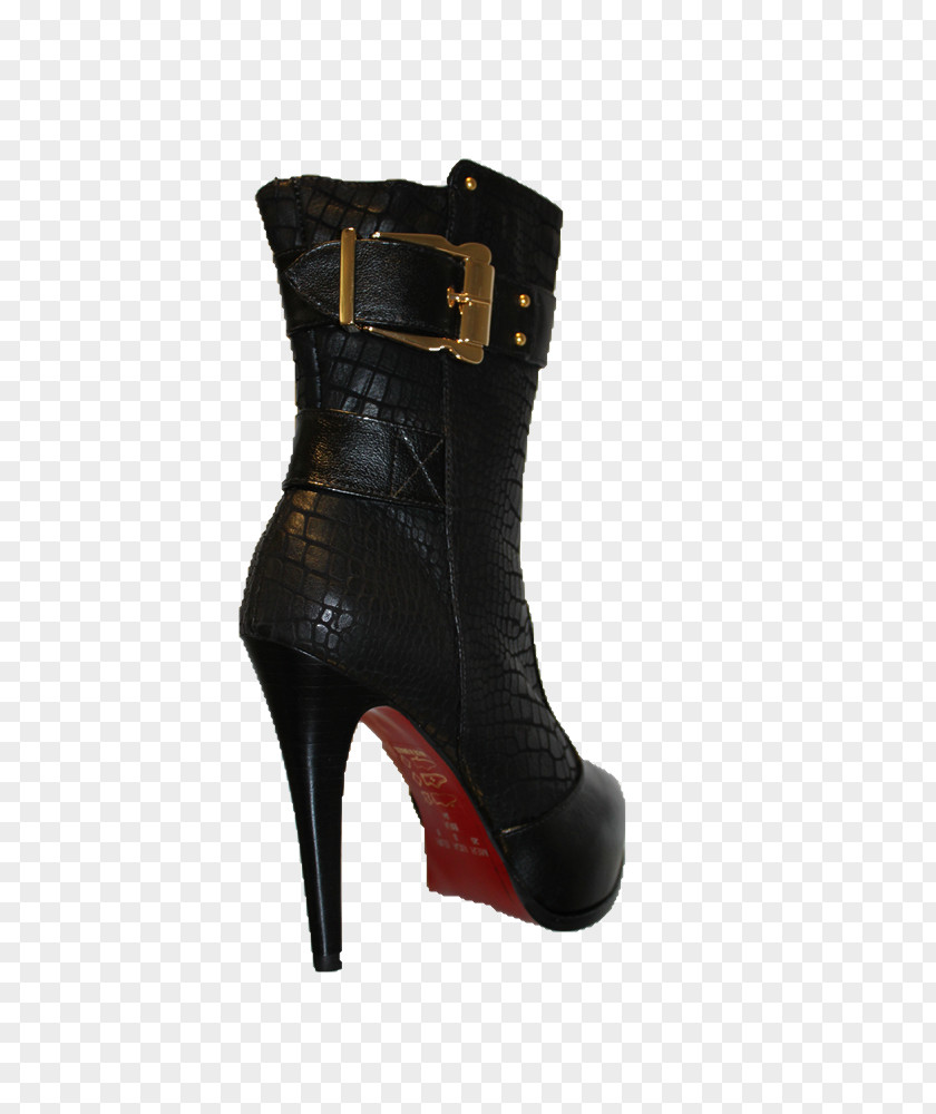 Leather Shoes Boot High-heeled Shoe Black M PNG