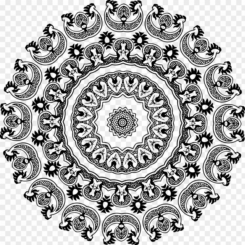 Abstract Design Black And White Floral Clip Art PNG