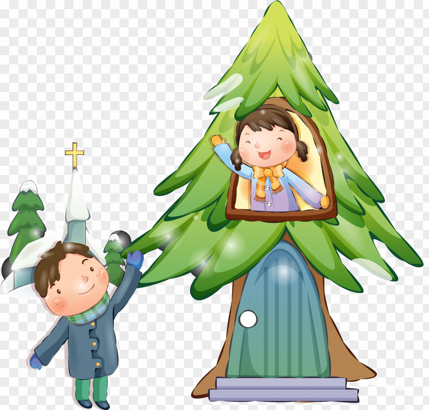 Christmas Tree Child Cartoon Clip Art PNG