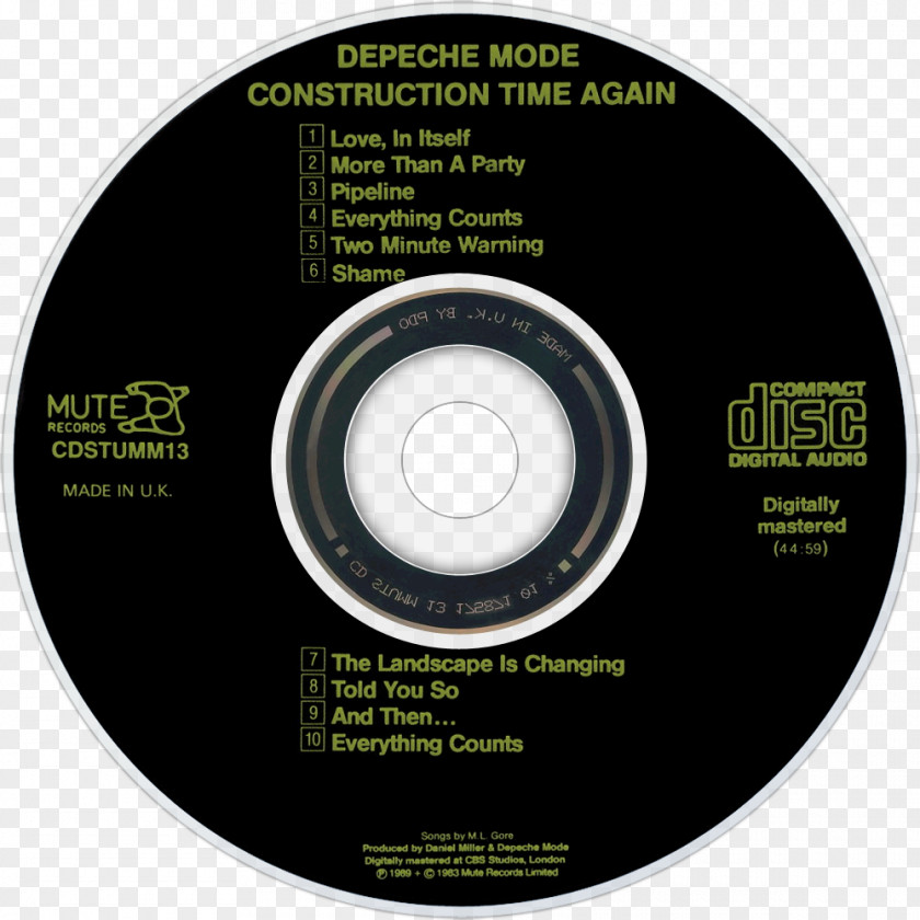 Compact Disc Construction Time Again Depeche Mode Music Songs Of Faith And Devotion PNG disc of and Devotion, clipart PNG