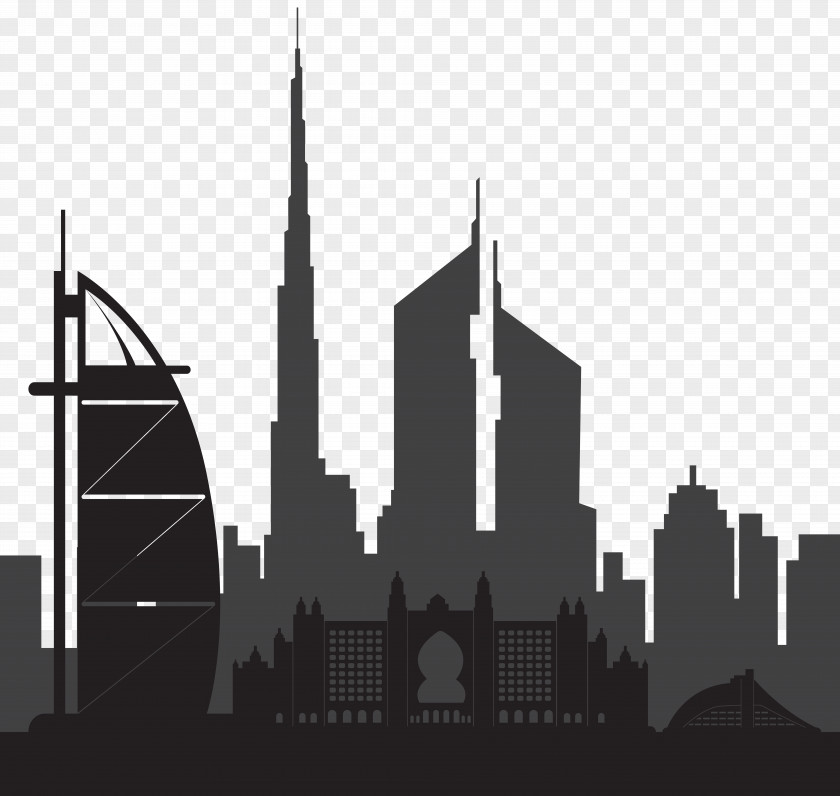 Dubai Skyline Silhouette Clip Art PNG