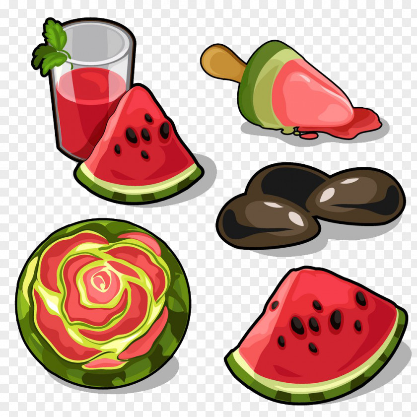 Watermelon Juice Carved Ice Cream Fruit PNG