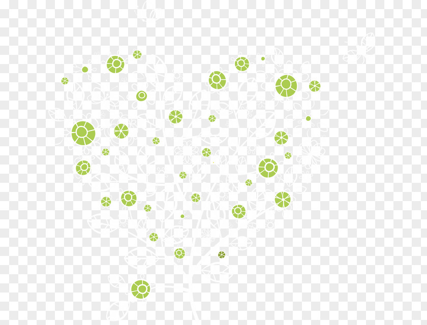 Flowers And Heart-shaped Pattern Line Point Angle Green PNG