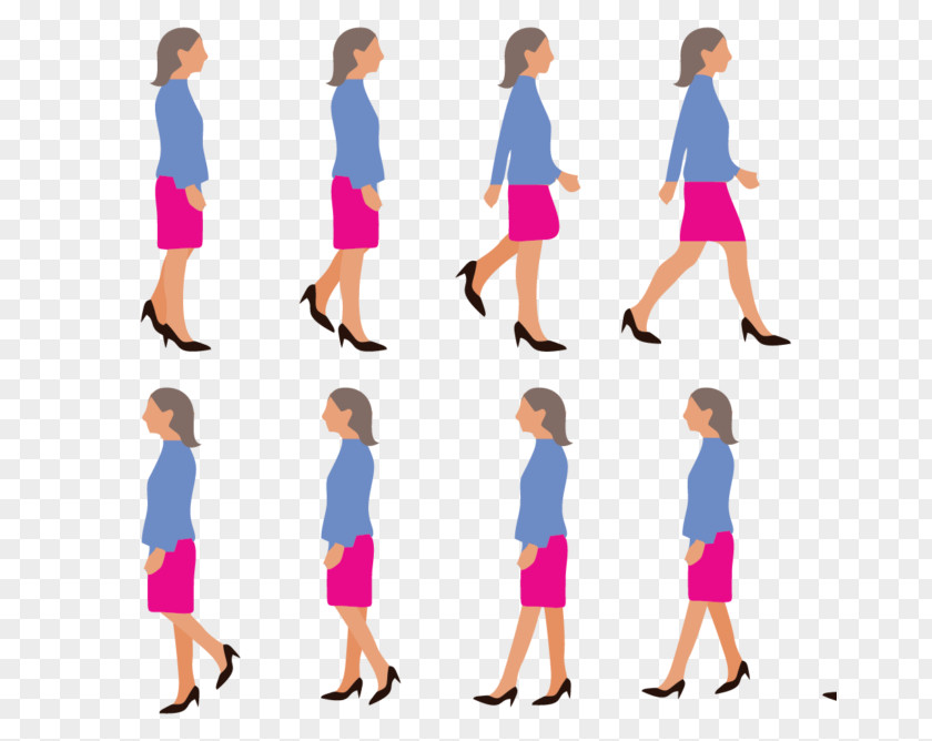 Woman Vector Graphics Walk Cycle Clip Art Image PNG