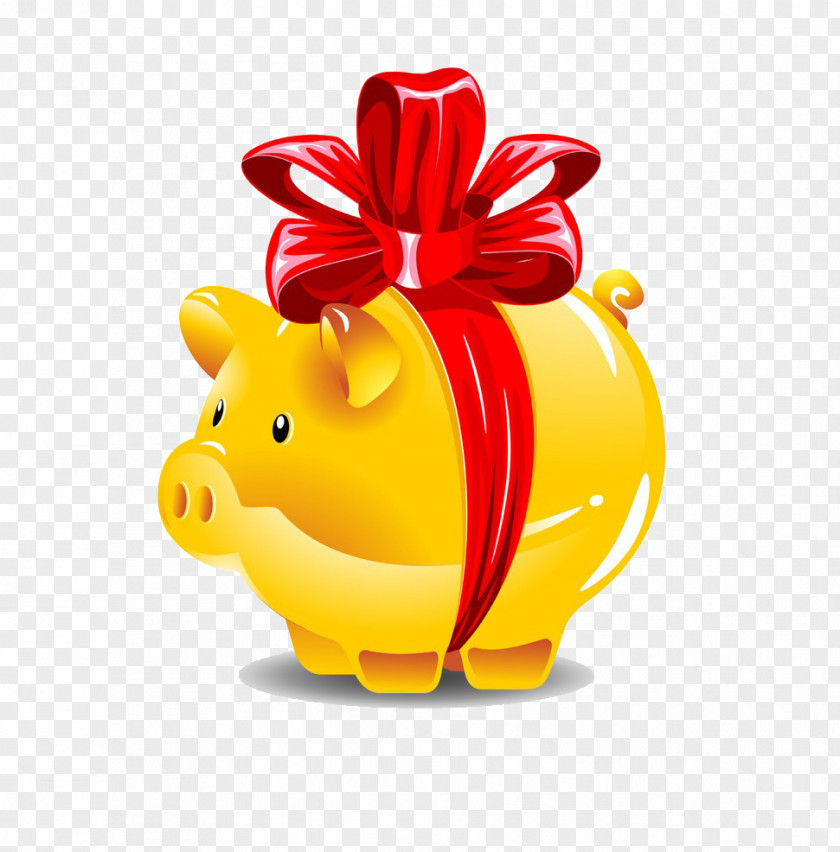Golden Pig Piggy Bank Coin Money PNG