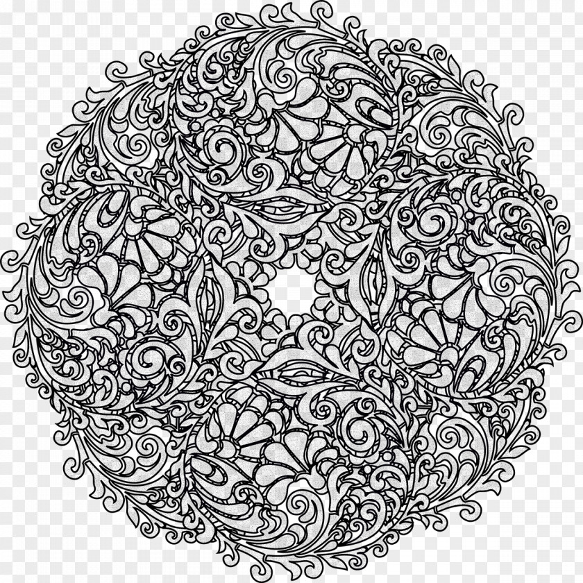 Doily Lace Coloring Book Mandala Adult Page Child PNG
