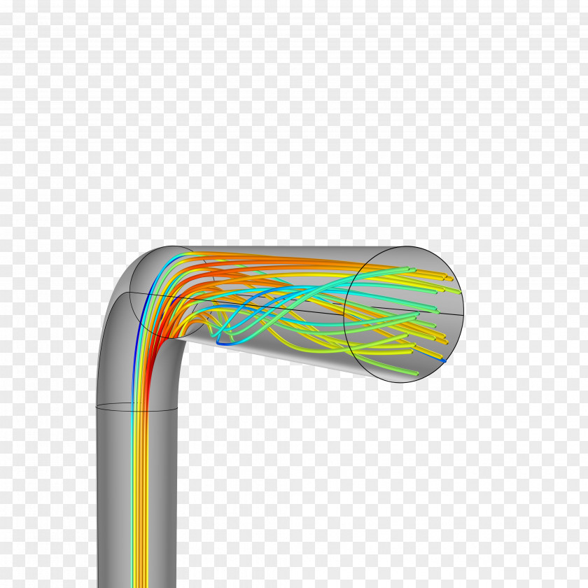 Elbow COMSOL Multiphysics Computational Fluid Dynamics Turbulence Gas PNG