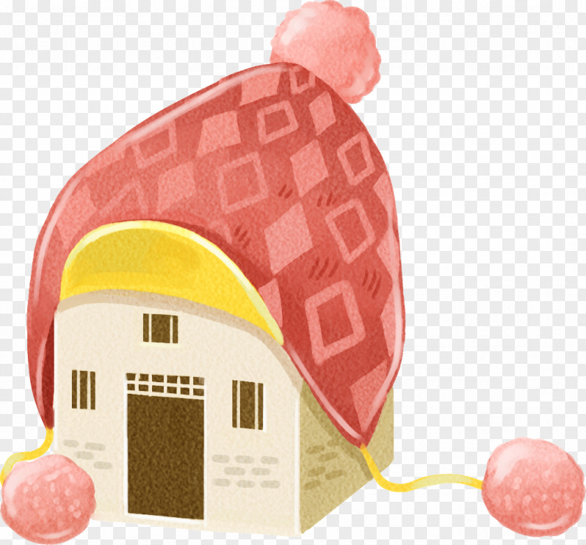 House Cartoon Pink Hat PNG