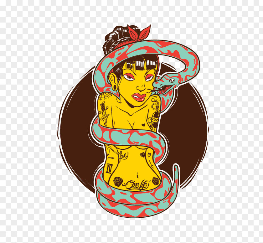 Flower And Snake Graphic Design Illustration PNG