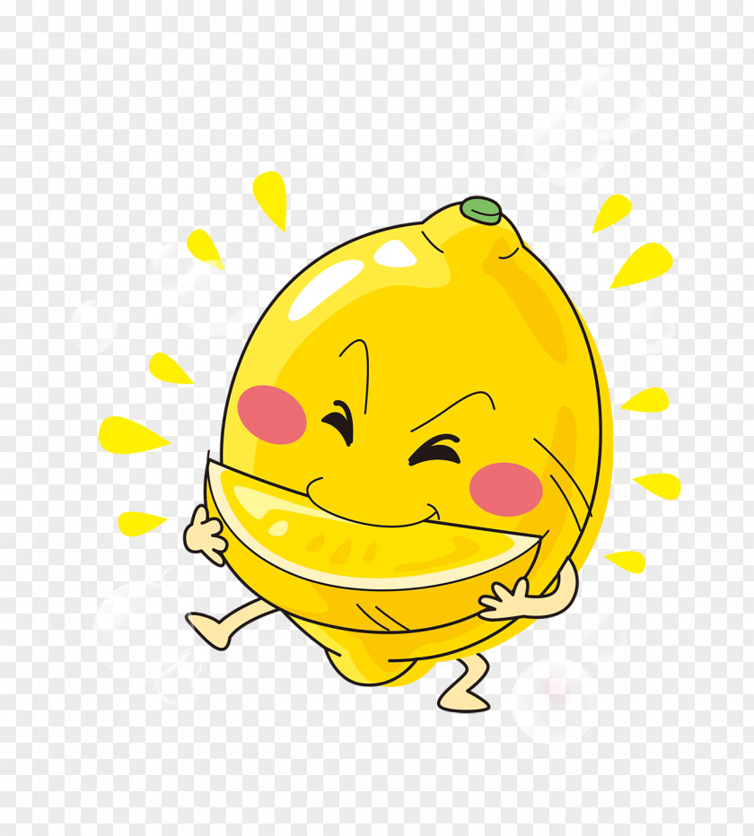 Cartoon Hand Painted Lemon Man Illustration PNG