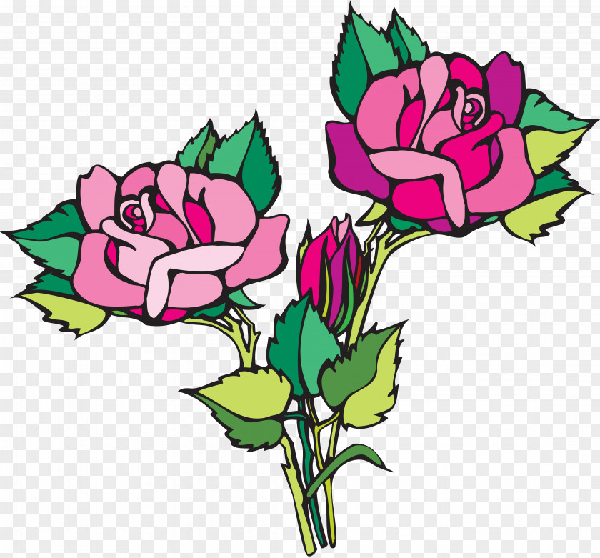 Pink Roses Floral Design Garden Flower Clip Art PNG