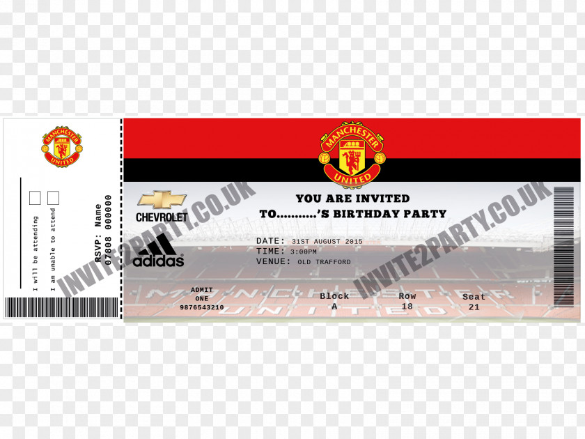 Ticket Wedding Invitation Manchester United F.C. Baby Shower PNG