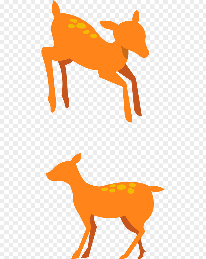 Vector Yellow Deer Red Fox Clip Art PNG