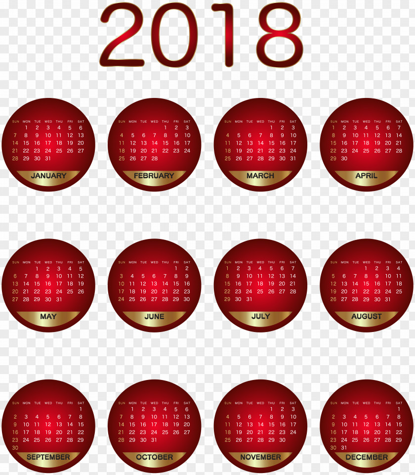 2018 Calendar Red Transparent Image Clip Art PNG