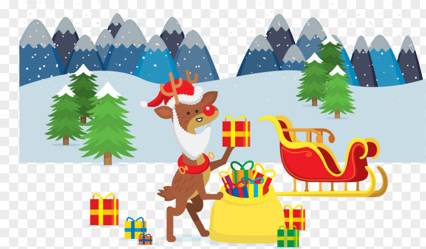 Ship Gifts Reindeer Christmas Tree Gift PNG