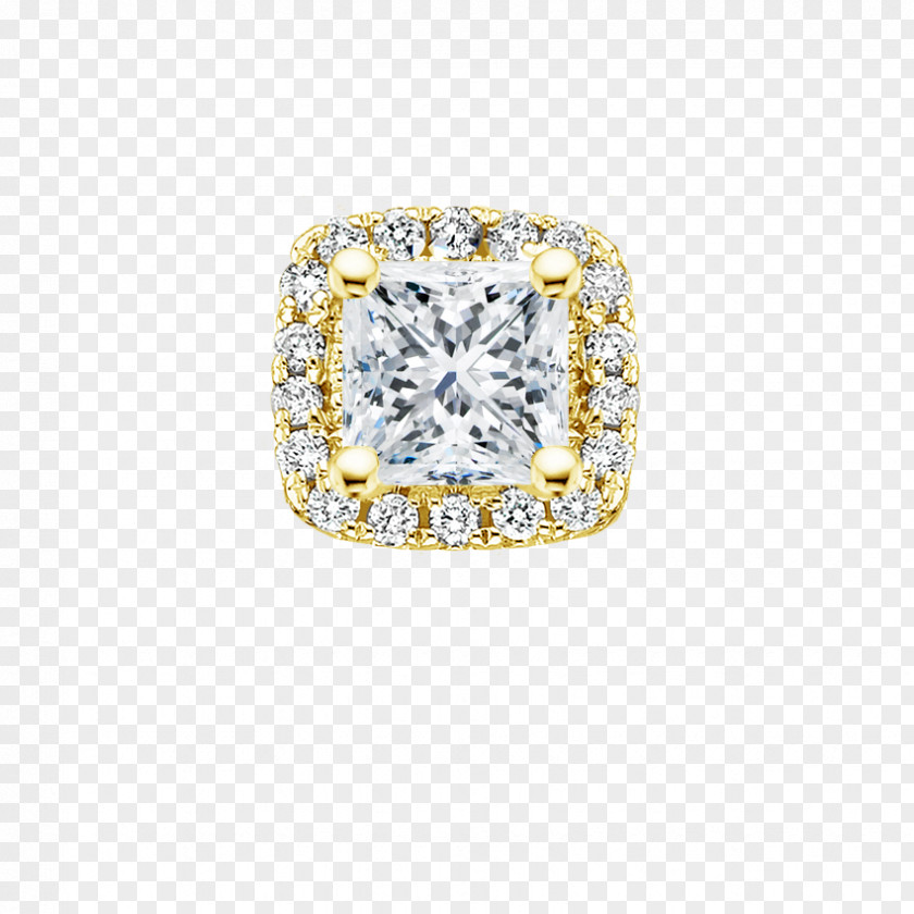 French 75 Princess Cut Engagement Ring Diamond Gold PNG