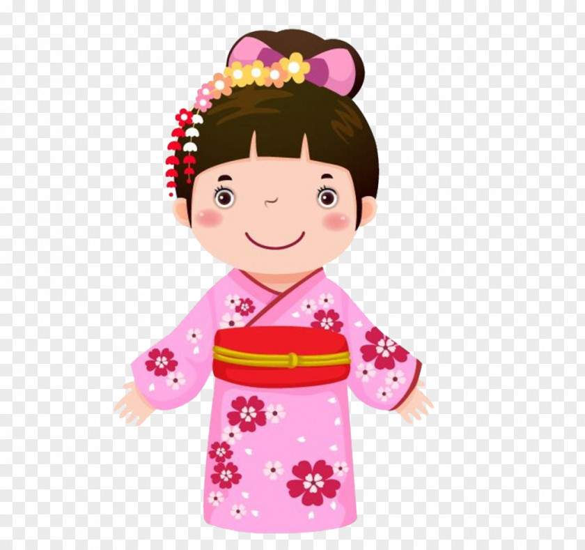 Japanese Woman Japan Kimono Cartoon Child PNG