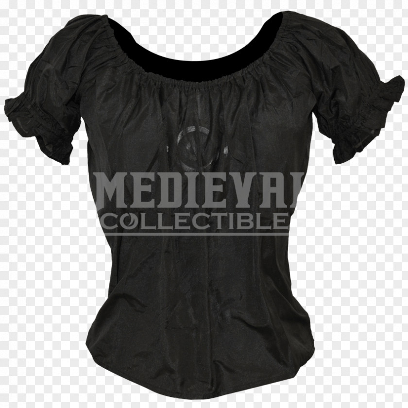 T-shirt Blouse Shoulder Black M PNG