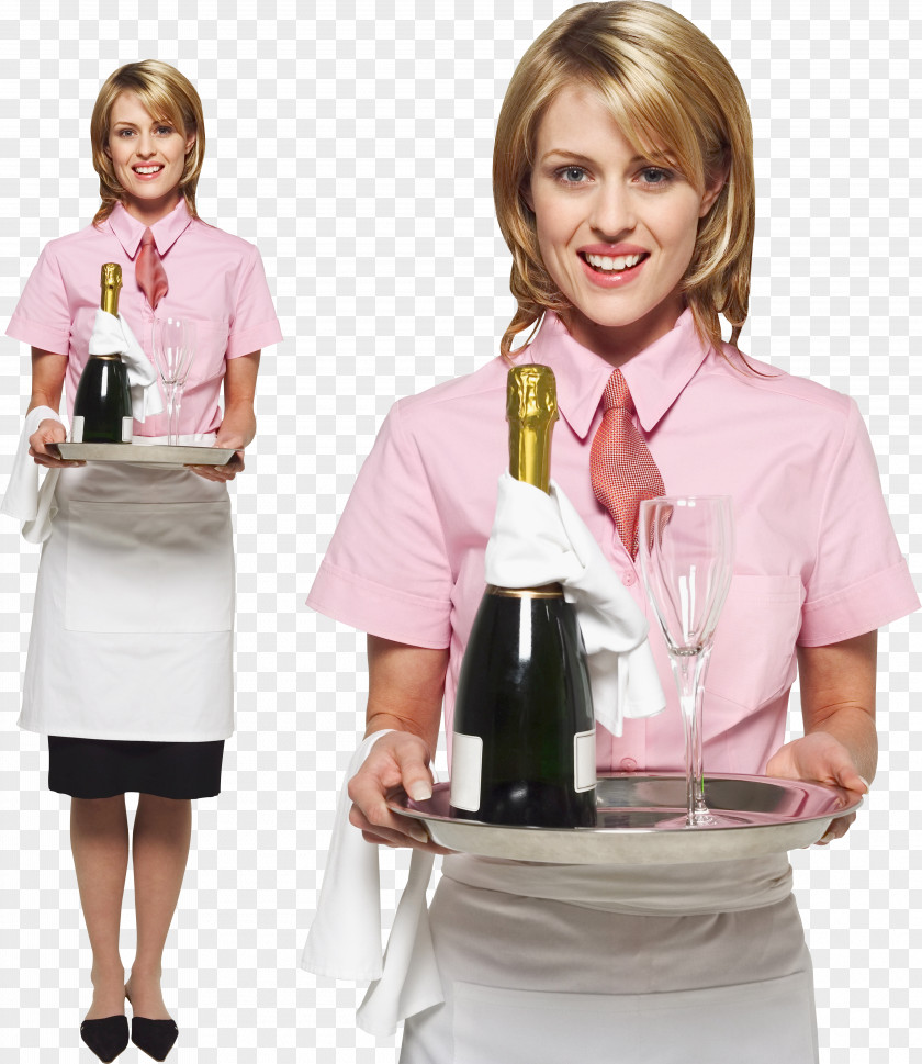 Pink Uniform Wine Bottle Waiting Staff PNG