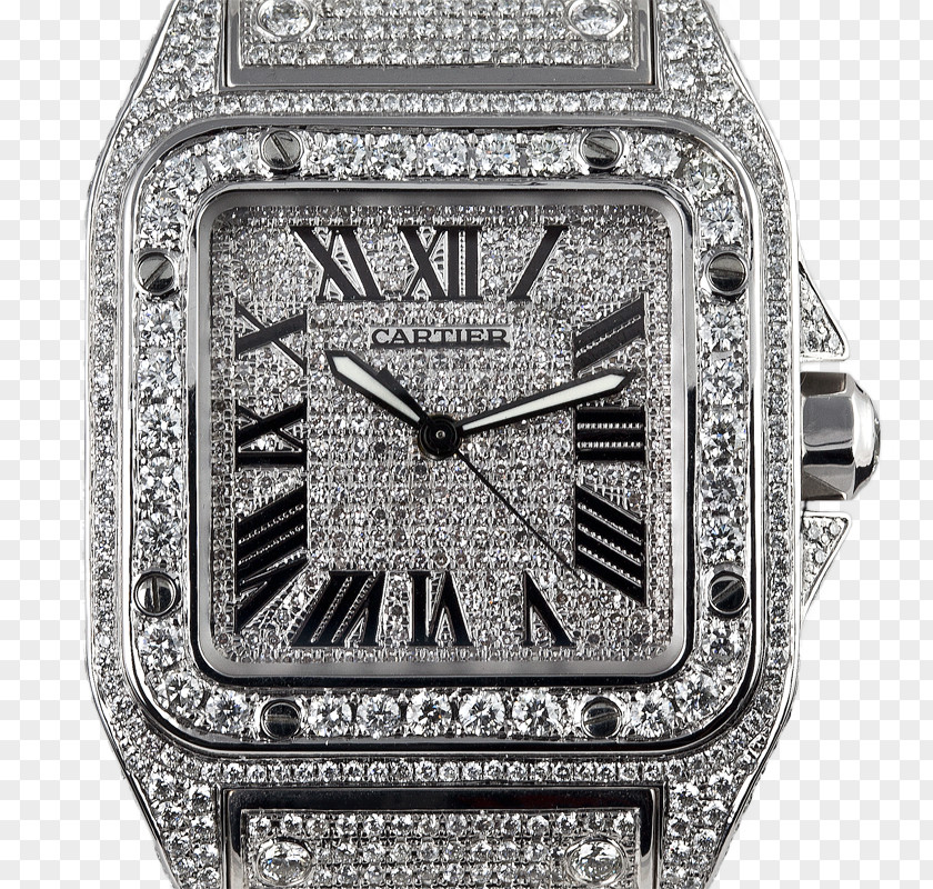 Watch Cartier Santos 100 Diamond Bracelet PNG