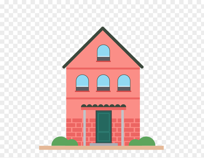 Red Brick House Building Cartoon Apartment PNG