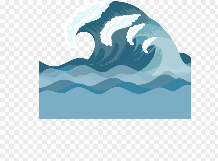 Vector Hand-painted Blue Waves Euclidean Wind Wave Sea Foam PNG