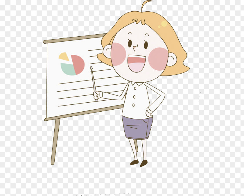 A Female Teacher Cartoon Illustration PNG