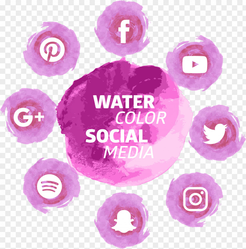 Pink Watercolor Social Tools Media Network Download Icon PNG