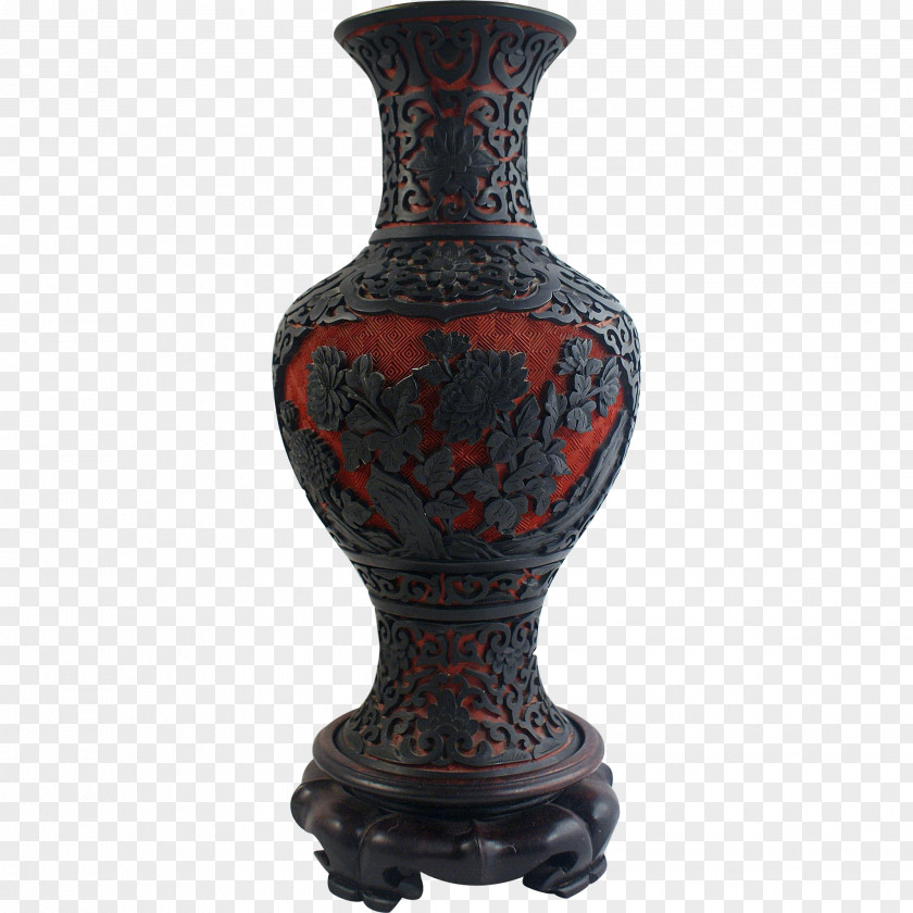 Chinese Herbaceous Peony Vase Ceramic Ruby Lane Cinnabar Porcelain PNG