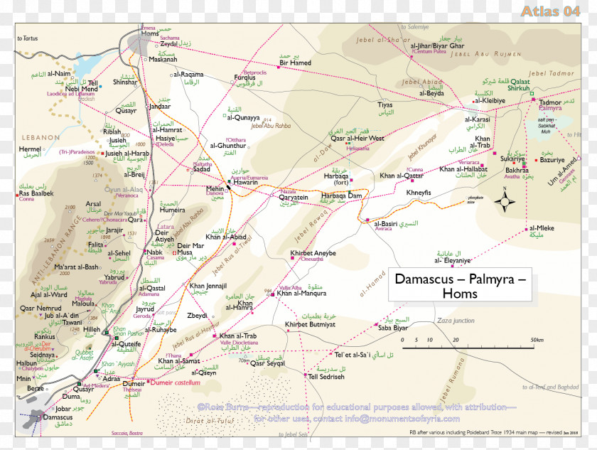 Map Damascus Limestone Massif Dead Cities Monuments Of Syria Hauran PNG